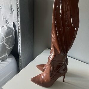 Steve Madden Glossy Brown Over the Knee Boots